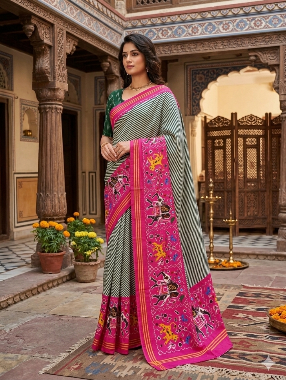 Woman Designer Printed Patola Saree Cocktail Party Festive